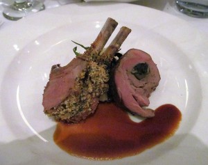 Dijon crusted rack of lamb and sous vide lamb leg with 4 Acres Shiraz and Vat 9 Shiraz