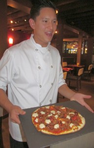 Chef Harris with carnivore flatbread