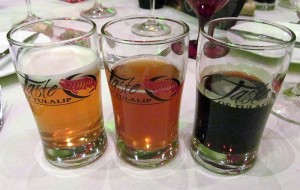 Sample beers Tripel, Brown Ale, and Black IPA