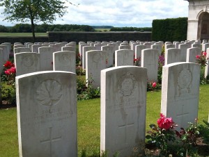 Rows of headstones in a soldiers cemetary
