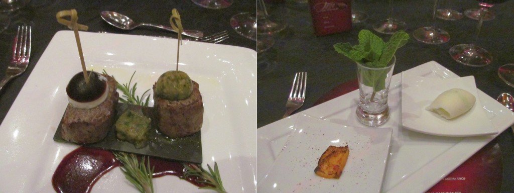 Wagu Filet Mignon Pair and Grilled Pineapple with Chili Powder and Green Apple Mint Sorbet