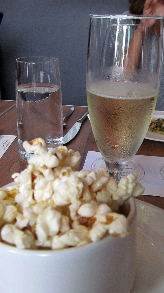 Truffled popcorn with Blue Mountain Gold Label Brut