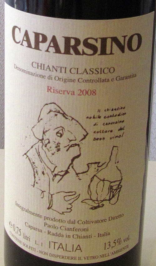 Caparsino Chianti Classico Riserva 2008 label