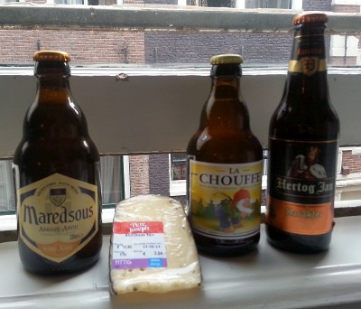3 Belgian beers and Dutch cheese