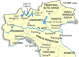Northern Italy map