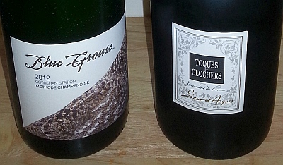 Two Sparkling Wines from Near and Far Blue Grouse Estate Winery Paula 2012 and Sieur d Arques Toques et Clochers Cremant sparkling wines labels