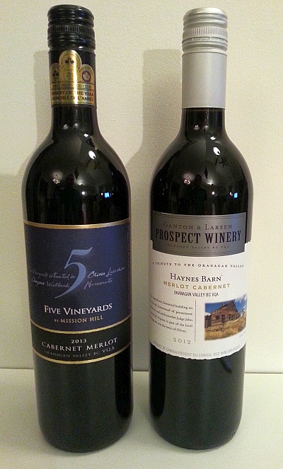 Mission Hill 5 Vineyards Cabernet Merlot and Ganton & Larsen Prospect Winery Haynes Barn Merlot Cabernet wines