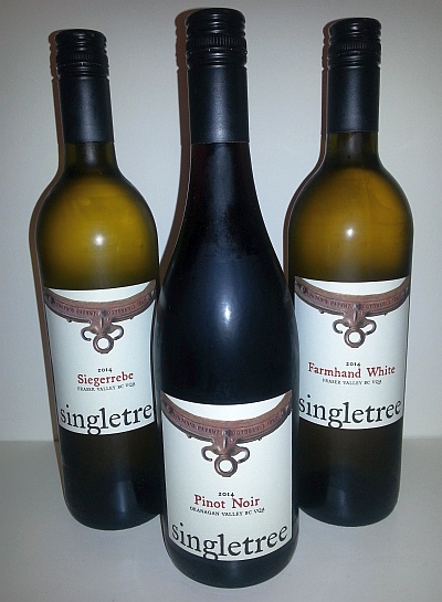 Singletree Winery Siegerrebe, Farmhand White, and Pinot Noir