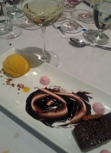 Il Centro - Chocolate Amaretto cake and passion fruit sorbet