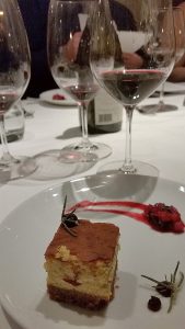 Gruyere cheesecake paired with Culmina 2014 Cabernet Sauvignon at Ancora