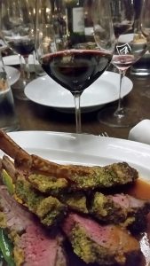 Roasted rack of lamb with Chateau de Lamarque 2012 in the glass at Provence Marinaside