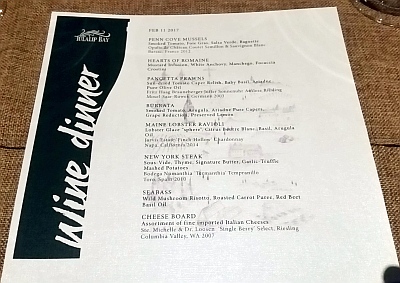 Tulalip Bay menu
