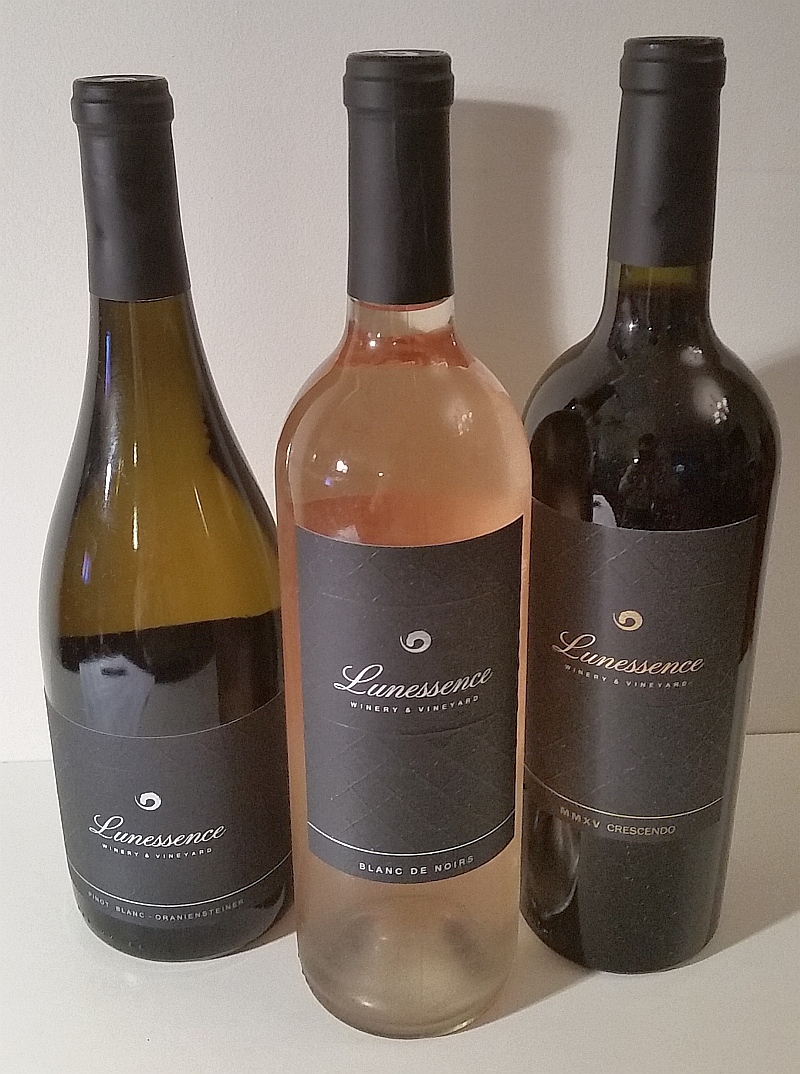 Lunessence Pinot Blanc - Oraniensteiner, Blanc de Noirs, and MMXV Crescendo wines