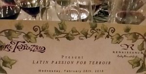 Latin Passion for Terroir menu