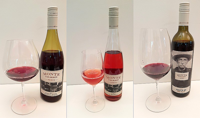 Monte Creek Ranch Pinot Noir, Rose, and Hands Up Red wines