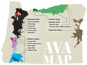 Oregon AVA Map (Image courtesy http://www.oregonwinepress.com/abcs-of-oregon-avas)