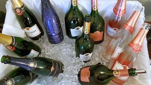 Champagne Taittinger bottles on ice