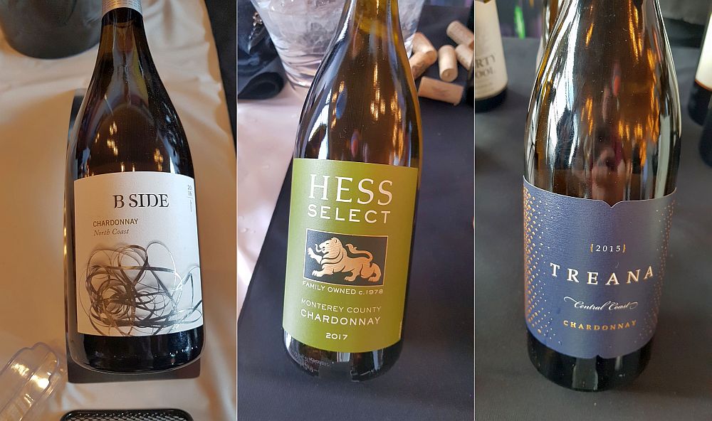 Don Sebastiani & Sons B-Side Chardonnay 2016, The Hess Collection Hess Select Chardonnay 2017, and Hope Family Wines Treana Chardonnay 2015 at VanWineFest 2019