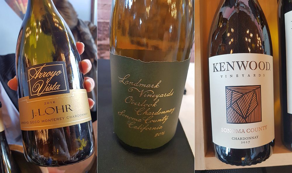 J. Lohr Vineyards & Wines Arroyo Vista Chardonnay 2016, Justin Vineyards and Winery Landmark Chardonnay 2016, and Kenwood Vineyards Sonoma Series Chardonnay 2017 wines at VanWineFest 2019