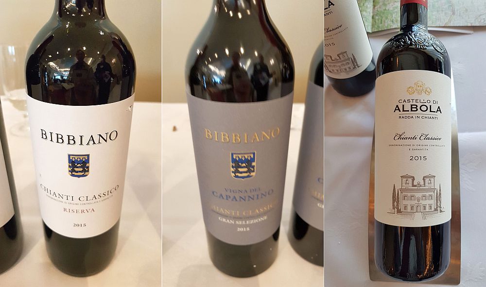 Bibbiano Chianti Classico DOCG Riserva and Gran Selezione Vigna del Capannino 2015, and Castello di Albola Chianti Classico DOCG 2015