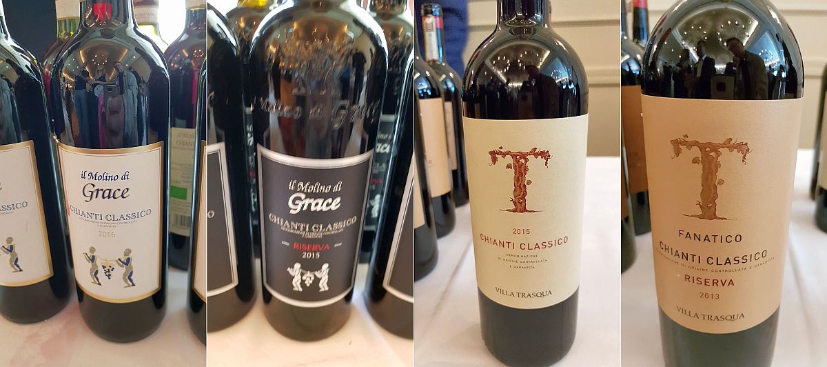 Il Molino di Grace Chianti Classico DOCG Solo Sangiovese 2016 and Riserva 2015, and Villa Trasqua Chianti Classico DOCG 2015 and Riserva Fanatico 2013