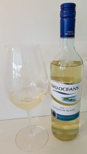 Two Oceans Sauvignon Blanc 2018 with wine in glass