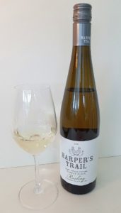 Harper's Trail Pioneer Block Riesling 2018 with wine in glass