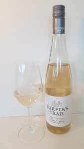 Harper's Trail Pinot Gris 2018 with wine in glass