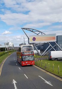 A hop-on-off bus in Glasgow