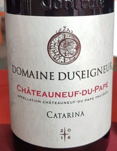 Domaine Duseigneur label with drawing of Catarina in background