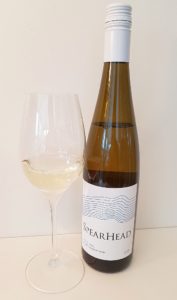 SpearHead Winery Riesling 2019 with wine in glass