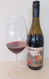 Gratitude by JAK's Red 2019 with wine in glass