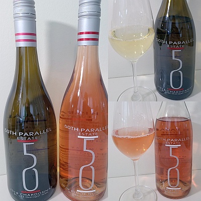 50th Parallel Estate Winery Chardonnay 2018 and Pinot Noir Rosé 2019