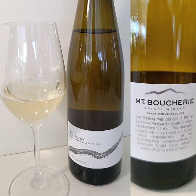 Quick Review: Mt. Boucherie Estate Winery Riesling 2019 Mt. Boucherie Riesling 2019 with wine in glass
