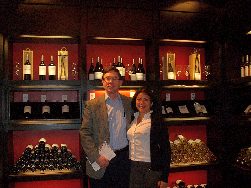 Me in the beautiful tasting room at Casas del Bosque with my winery guide