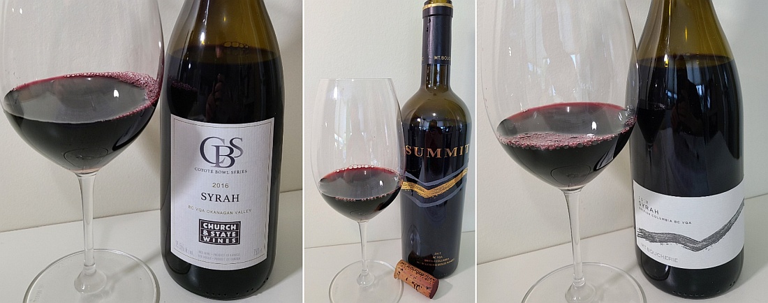 Church & State Wines Coyote Bowl Series Syrah 2016, Mt. Boucherie Estate Winery SUMMIT 2017 and Syrah 2018 wines