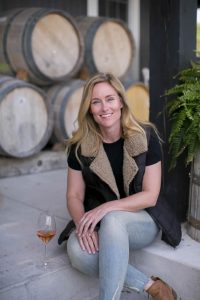 Kelly Mason, Winemaker at Domaine Queylus, Honsberger Estate, and The Farm (Photo courtesy https://honsbergerestate.com/winery/)