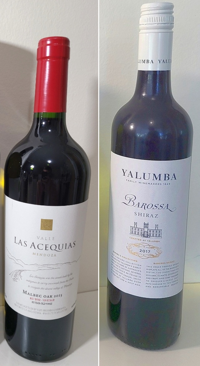 Luis Segundo Correas Valle Las Acequias Malbec Oak 2015 and Yalumba Samuel’s Collection Barossa Shiraz 2017 wines
