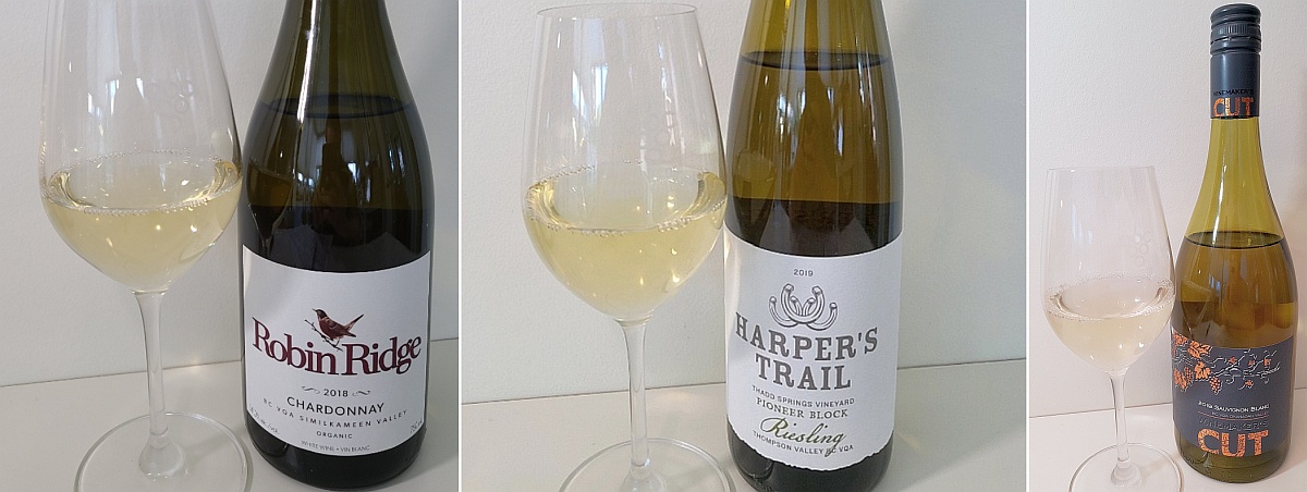 Robin Ridge Chardonnay 2018, Harper’s Trail Thadd Springs Vineyard Pioneer Block Riesling 2019, and Winemaker’s CUT Estate Sauvignon Blanc 2019 wines