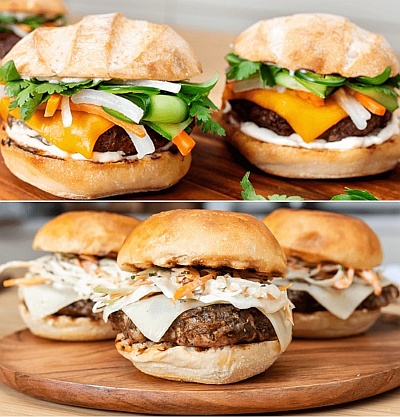 Jerk chicken burger or bahn mi cheese burger