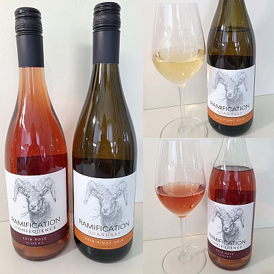 Ramification Cellars Consequence Rose 2018 and Quandry Pinot Gris 2018