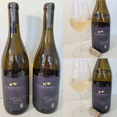 2 Inaugural Biodynamic White Wines from Summerhill Pyramid Winery Summerhill Pyramid Winery Estate Grown Biodynamic Muscat and Chardonnay 2020