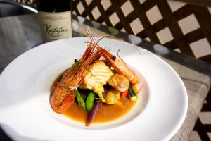 Seared Halibut and Spot Prawns with Kutatas Wines Patricia Bay Pinot Noir 2019 (Photo credits to Emrys  Horton and Aoife Rafferty)