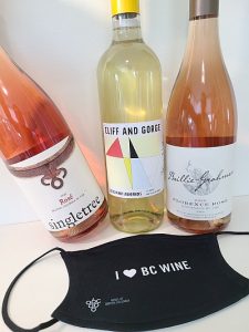 Singletree Rosé 2020, Cliff and Gorge Vineyards Pinot Auxerrois 2020, and Baillie-Grohnam Rosé 2020 wines