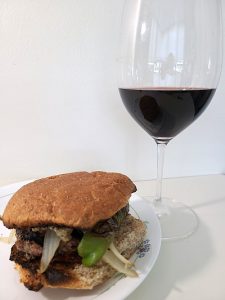 Stoneboat Pinotage 2007 with my burger