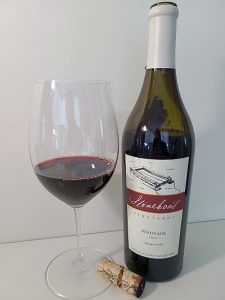 Stoneboat Pinotage 2007 with wine in glass