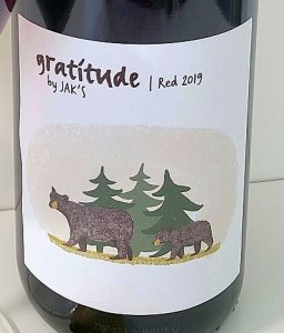 Gratitude Red by JAK's 2019 wine label