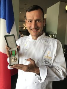 Provence Marinaside Owner and Chef Jean-Francis Quaglia and his Medal of the Ordre du Merite Agricole (PC Nancy Wong)