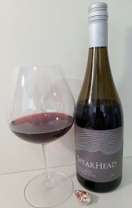 Spearhead Winery Coyote Vineyard Pinot Noir 2019 with wine in glass