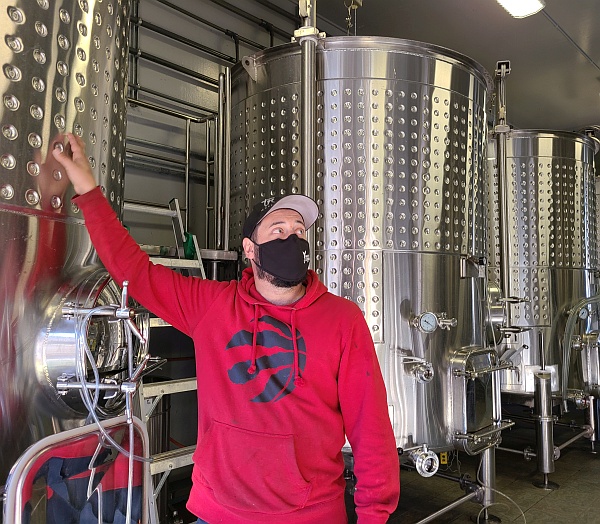 Christian showing stainless steel tanks with glycol jackets